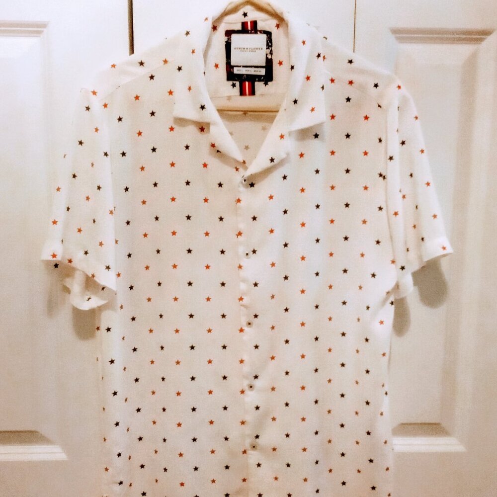 Denim & Flower Ricky Singh Short Sleeve Button Down Shirt stars